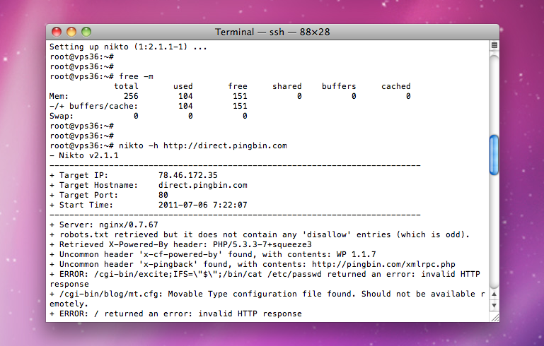 Scan your webserver with Nikto